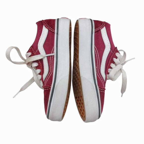 Vans Old Skool Kids Size 10.5 Maroon White VN0A4BUU5U7 Suede Canvas - Picture 12 of 12